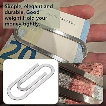 SG Store 2Pcs Stainless Steel Paperclip Style Wallet Money